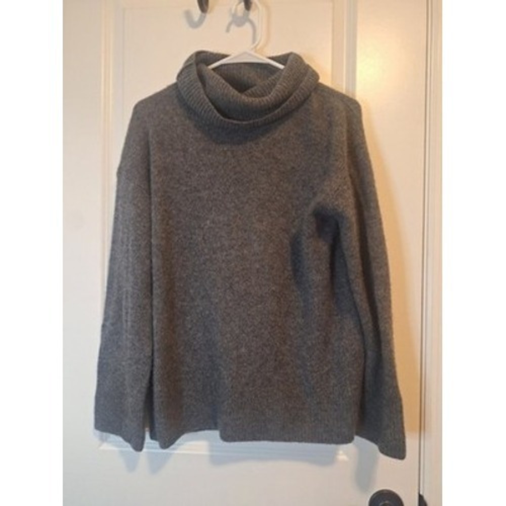 Rails Cashmere Silk Turtleneck Sweater Charcoal Grey Knit Womens Small Cowl Neck